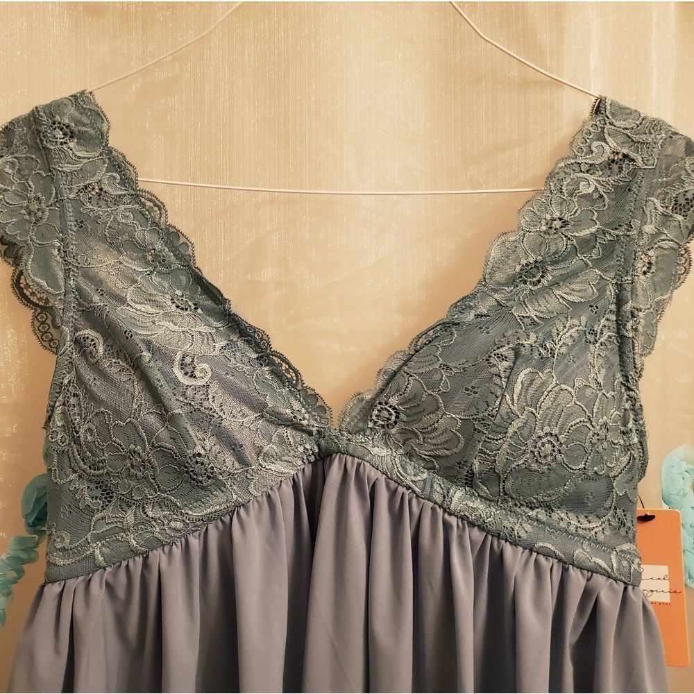 FREE SHIPPING!!! Pretty Plus Size Sage Green Babydoll Lingerie